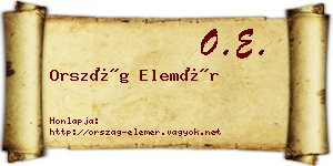 Ország Elemér névjegykártya